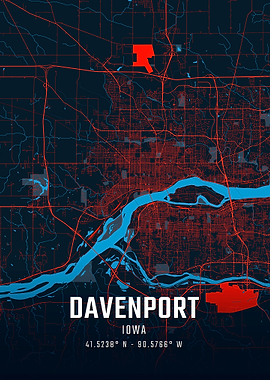 Davenport Iowa City Map