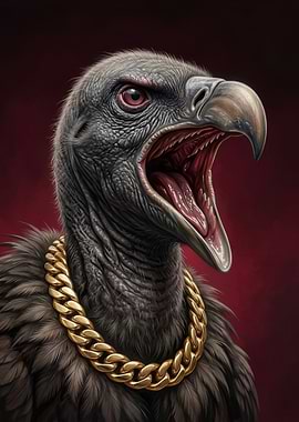 Vulture with Gold Chain