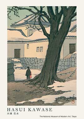 Snowy Japanese Landscape with Figure