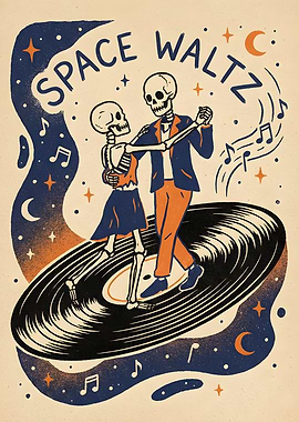 Space Waltz Skeletons Dancing on Vinyl