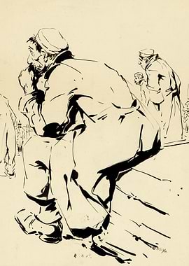 Ink Sketch of Men in Coats