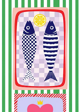 Two Sardines with Lemon and Heart