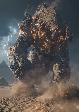 Ancient Egyptian Golem in Desert Storm