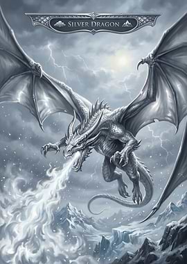 Silver Dragon Breathing Fire