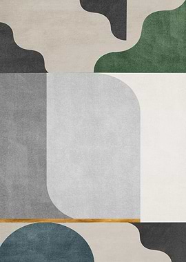 Abstract Geometric Shapes with Gold Accent