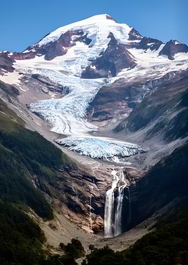 Majestic Glacier and Waterfall