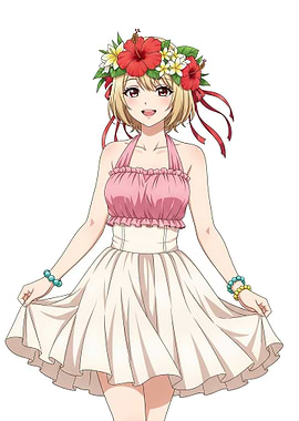 Anime Girl in Summer Dress and Flower Crown