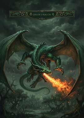 Green Dragon Breathing Fire