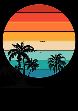 Retro Sunset Palm Trees