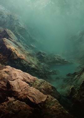 Underwater Mountain Landscape