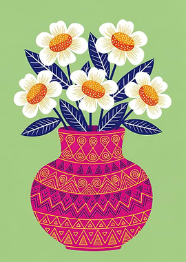 Vase with White Flowers