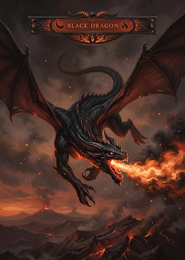Black Dragon Breathing Fire