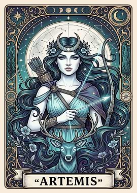 Artemis Goddess of the Hunt Tarot card