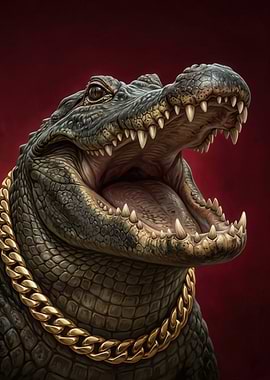 Alligator Wearing a Gold Chain