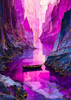 Ethereal Purple Canyon Alcohol Ink Art