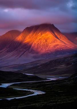 Mountain Sunrise Over Winding River