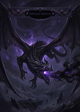 Obsidian Dragon Breathing Fire