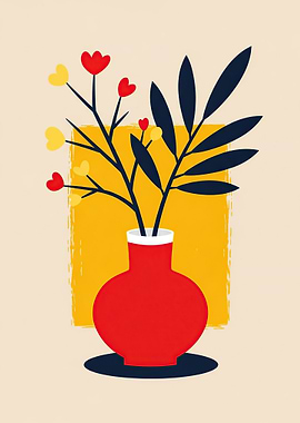 Minimalist Floral Vase Illustration