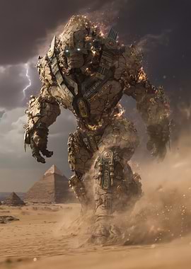 Egyptian Stone Golem in Desert