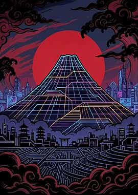 Cyberpunk Mount Fuji Cityscape