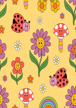 Retro Groovy Garden Pattern
