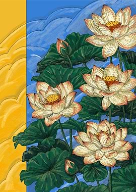 Lotus Flowers and Blue Sky