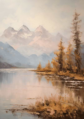 Mountain Lake Landscape Painting