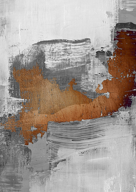 Abstract Copper and Gray Brushstrokes