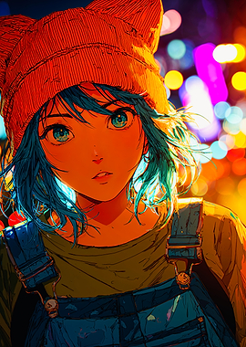 Anime Girl With Cat Beanie