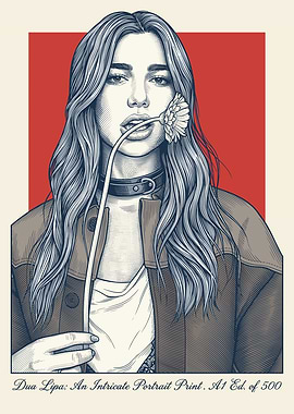 Dua Lipa Portrait with Flower