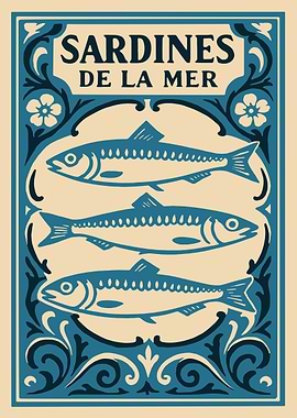 Vintage Sardines De La Mer Label