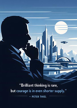 Man contemplating futuristic city