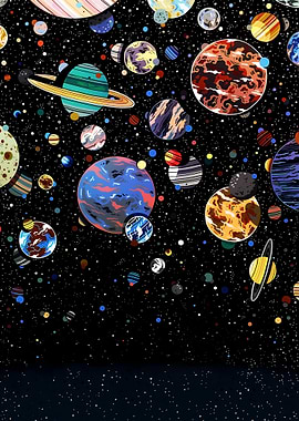 Colorful Planets in Outer Space