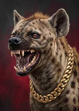 Aggressive Hyena with Gold Chain