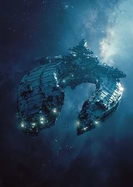 Massive Spaceship in Nebula