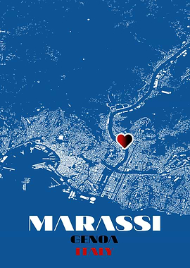 Marassi Genoa Italy Map Heart