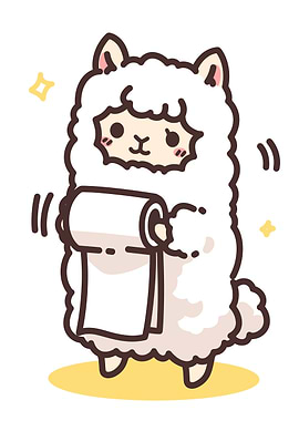 Cute Alpaca Holding Toilet Paper