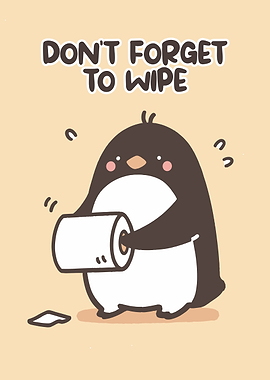 Cute Penguin with Toilet Paper