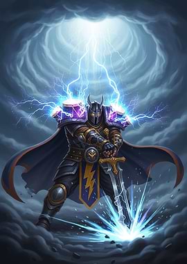 Warrior summoning lightning