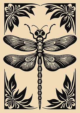 Dragonfly with Floral Accents