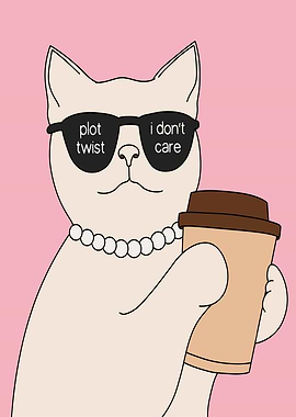 Cat with Sunglasses and Coffee