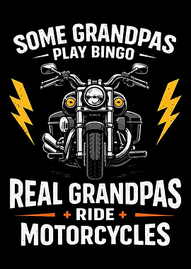 Real Grandpas Ride Motorcycles Poster, Vintage Biker Wall Art, Funny Motorcycle Print