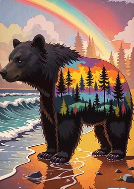 Bear with Forest Scene