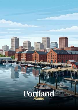 Portland Maine Waterfront Skyline