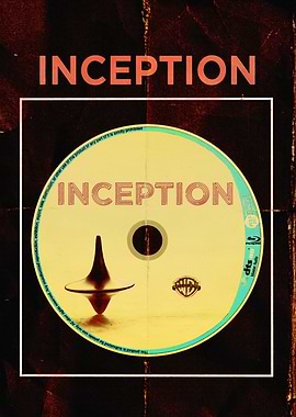 Inception movie poster with Blu-ray disc