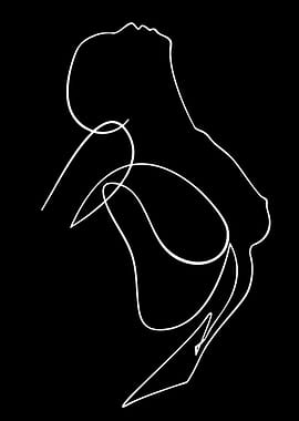 Abstract White Line Art Figure