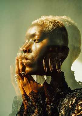 Radiant Ethereal Portrait Golden Jewelry