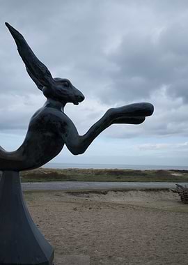 Knokke Heist Belgium Bronze Hare Sculpture by the Sea