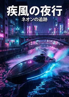 Cyberpunk Boat in Neon City
