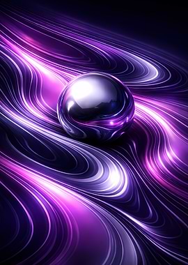 Abstract Sphere on Purple Light Waves